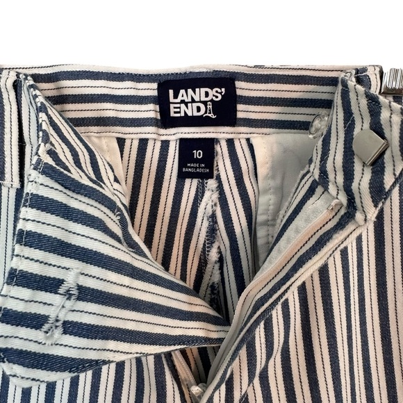 Lands End Women’s Mid Rise Classic Straight Leg Chino Ankle Pants Stripe Size 10 - Picture 9 of 16
